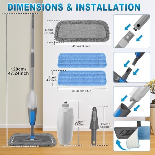 BPAWA Spray Mops for Floor Cleaning: Microfiber Wet Mop for Hardwood Tile - Image 2