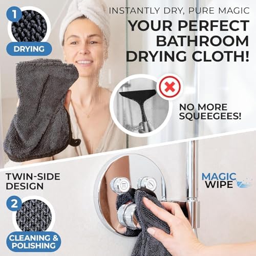 MagicWipe® Bathroom Drying Cloth, 1-40 x 60 cm & 2-30 x 40 Microfibre Cleaning Cloth - Streak & Lint Free Cloth, Premium Quality Drying Towel for Bathrooms, Kitchen, Mirrors (3, Multiplesize Black) - Image 5