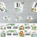 6 Pcs Fluorescent Light Covers with 60 Magnets Decorative for Classroom Ceiling Lights 4 x 2 Feet Magnetic Light Cover Filter Easy Install for Office Hospital Home Ceiling Supplies (Jungle Animals) by Wiooffen