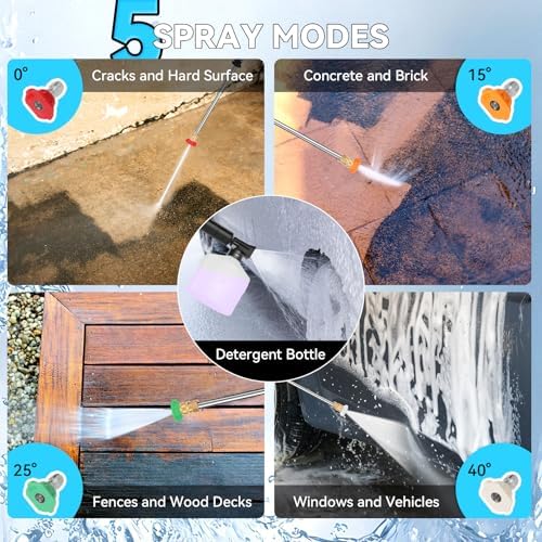 5000 PSI Adjustable Electric Pressure Washer, 2026 New Power Washer Pressure Adjustable (2500PSI-5000PSI) with 23ft Hose, 4 Nozzle and Detergent Tank for Cars, GFCI Protection, Upgraded Green - Image 3
