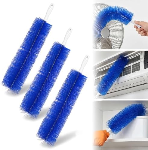 Bendable Microfiber Head, Fan Cleaner Brush, Reusable Fan Brush Cobweb Duster Microfiber Duster Ideal for Ceiling Duster, Household Duster Curtains，Fan Cleaner for Box Fan (Blue-3Pcs) by BNGXR