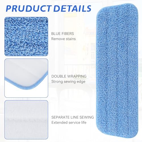 Replacement Microfiber Pad Fit for Rubbermaid Commercial 18 Inch and 17 Inch Mop - 10 Pack Wet & Dry Commercial Cleaning Reusable Refills Fit for Any Microfiber Flat Mop 18" 17" - Trapezium - Image 2