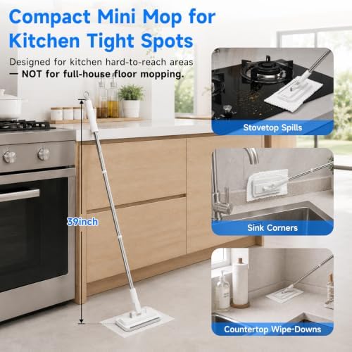 Multi-Purpose Mini Dust Mop, 39" Lightweight Small Kitchen Cleaning Tool - Image 6