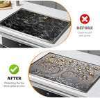 Multi-Design Stove Top Cover for Glass/Electric Stoves - 3-in-1 Heat-Resistant Protector Mat, Non-Slip Drying Rack 28"x20" (Silver Fruit Tree, 28" L x 20" W) - Image 5