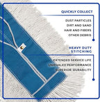 Nine Forty 60" Premium Cotton Dust Mop Kit - Heavy Duty Mop Head with Wood Handle for Industrial, Commercial, and Residential Cleaning - Dry Floor Duster for Hardwood Surfaces - White - Image 4