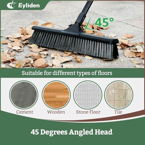 Eyliden 18" Push Broom for Deck Driveway Patio Garage, Black - Image 5