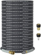 3/8" 4800PSI Pressure Washer Hose 200FT with 360° Swivel Quick Connect, Flexible & Kink Resistant Steel Wire Braided & Durable for Hot/Cold Water, High Power Washer Hose With M22 14mm Adapter by Unknown