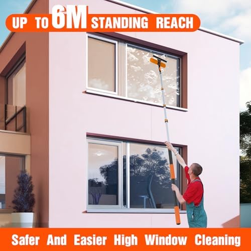 LAANPOLE 26FT Window Squeegee with Extension Pole, 2-in-1 Squeegee for Window Cleaning, Professional Cleaning Kit for Home with 20FT Telescoping Pole for Outdoor Indoor Use - Image 5