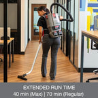 Sanitaire Transport Commercial Cordless Backpack Vacuum with Adjustable Wand, Dual 24V Batteries, Handheld Controls, SC580A. Gray - Image 3