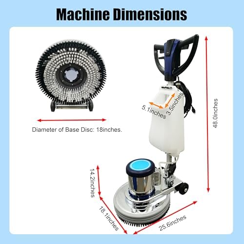 AC110-120V/60Hz 18" Floor Scrubber Buffer Polisher Machine Polish Wax Refurbish Heavy Duty Tile Scrubber Cleaner Wood Marble Cement Pavement Epoxy Rubber Carpet - Image 2