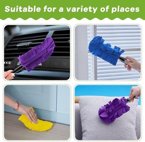 3 Pcs Reusable Duster Refills Washable Pads, Yellow, Blue, Purple - Image 4