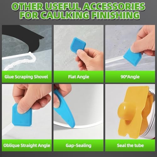 5 in 1 Silicone Caulking Tool Kit, Caulk Remover Tool with Stainless Steel Head,Caulk Finishing Tool with Different Angles,Grout Removal Tool for Kitchen Sink Washroom Floor Bathroom Toilet Caulking - Image 6