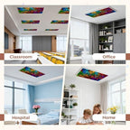 6 Pcs Fluorescent Light Covers for Ceiling Lights Multi color Colorful glowing stained glass Abstract stained glass Magnetic Decorative Shade Filters 4x2 ft for Classroom Office Hospital Decor - Image 5