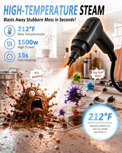 Steam Cleaner, Portable Handheld High-Pressure, 15s Fast Heating - Image 3
