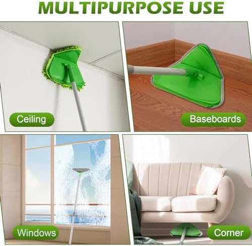 RONSUNG Wall Cleaner Mop, 82-Inch Handle, Baseboard Cleaner Tool, 4 Pads - Image 6