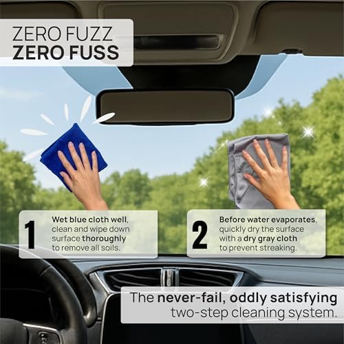 Claro Glass Towels Car Detailing 8-Pack – Streak Free Windshield Cleaner Cloth | Auto Glass Cleaner for Car Windows, Mirrors & Screens | Microfiber Car Cleaning Cloth for Detailing & Interior Use - Image 4