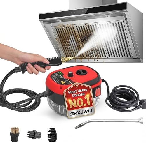 2500w Handheld High-Temperature Pressurized Steam Cleaner High Pressure Temperature Multi Purpose Heavy Duty Portable with Attachments for Car Engine Home Multi-surface 1000ml(Red) by Unknown