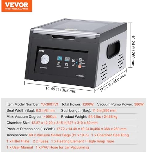 VEVOR Chamber Vacuum Sealer, 380W Pump Power, Sealing Bag Packing Machine - Image 7
