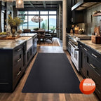 RESILIA Black Plastic Floor Runner - Embossed Wide Rib Waterproof Vinyl, Non Slip, Heavy Duty Protector Mat for Indoor Hardwood, Hard Floors, Garage, Entryway, Kitchen, & Outdoor Use, 27” x 75’ - Image 2