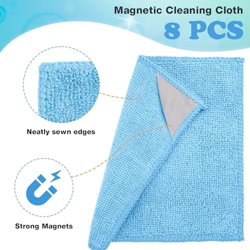 Magnetic Microfiber Cleaning Cloth, Blue, Grey, Black, 10 x 10 Inch, 8 Pcs - Image 3