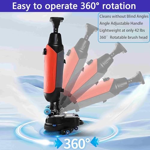 Floor Machine,Walk-Behind Commercial Floor Scrubber,Dual Brush Heads for Cleaning (43cm/16.9in Cleaning Width),Working Efficiency (12000ft²/h),for Restaurants/garages/Gyms Red - Image 5
