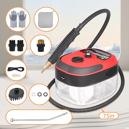 STRCEAT Handheld Pressurized Steam Cleaner,2500W Handheld High Temp Portable Cleaning Machine, Cleaning for Couch, Auto, Floor and More (Red) - Image 4