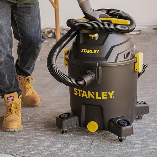 STANLEY 10 Gallon Wet Dry Vacuum, 6 Peak HP Poly Built-in Drain Shop Vac Blower with Powerful Suction, Multifunctional Shop Vacuum W/ 6 Horsepower Motor for Job Site, Garage, Basement, Van, Workshop - Image 6