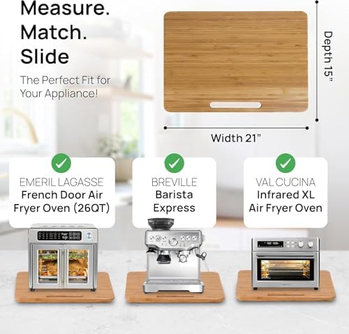 Ibyx Appliance Slider, Sliding Tray for Coffee Maker, 21 x 15 in, Natural - Image 5