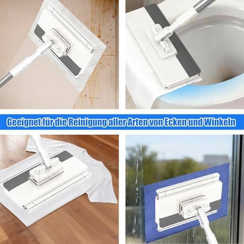 Snap Grip Flat Mop, Clamp Mop Any Cloth, Telescopic Wet Dry Hardwood Tile - Image 3