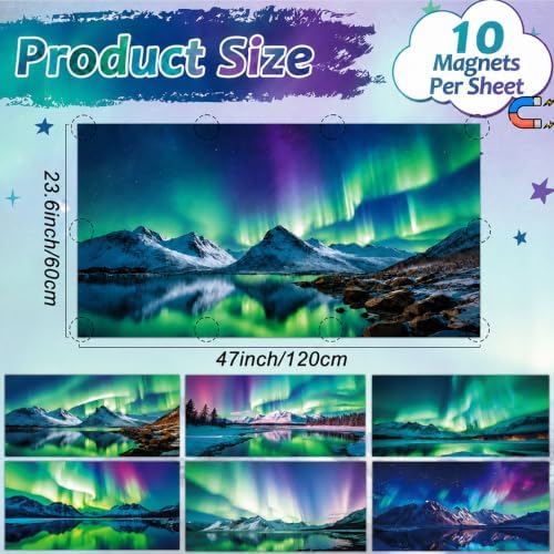 6 Pack Fluorescent Light Covers with 60 Magnets Decorative for Classroom Ceiling Lights 4 x 2 Feet Magnetic Light Covers Filter Easy Install for Office Home Hospitals Drop Ceiling Supply (Blue Aurora) - Image 2