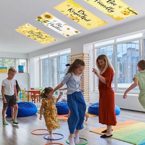 6 Pcs Fluorescent Light Covers with 60 Magnets Decorative for Classroom Ceiling Light 4 x 2 Feet Magnetic Lights Covers Filter Easy Install for Office Hospitals & Home Drop Ceiling Supplies (BEE) - Image 4
