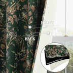 StangH Vintage 100% Blackout Green Floral Curtains 108 Inch 2 Panels - Image 4