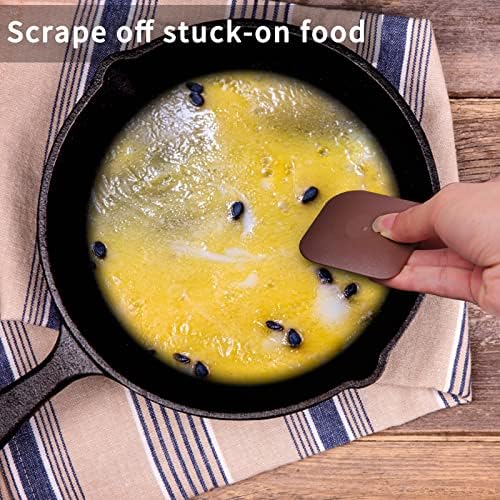 Herda Plastic Pan Pot Dish Food Scraper Tool Set, Nylon Scraper Tool Kitchen, Cast Iron Skillet Cleaner Pan Pot Scrubber, Kitchen Plastic Scrapper Pizza Stone Cleaner Non-Scratch (Brown) - Image 4
