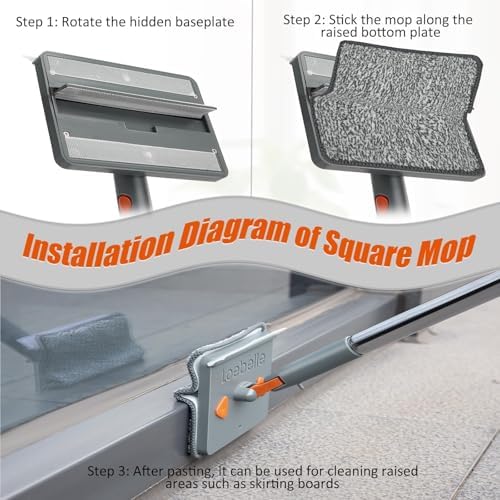 Baseboard Cleaner Tool with 76" Handle, Wall Mop, 8 Reusable Pads - Image 3