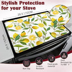 Lemon Fruits Stove Top Cover Glass Cooktop Heat Resistant Cover,Flowers Leaves Ceramic Stove Top Covers Mat Prevents Scratching Stoves/Counter/Washer Protector, 28x20 in - Image 2
