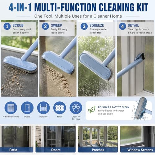 2026 New Window Screen Cleaning Brush, 4-in-1 Multi-Functional Cleaning Tool, Screen Cleaning Brush, Mesh Screen Cleaner, Gentle for Cleaning Dust and Hair - Image 5