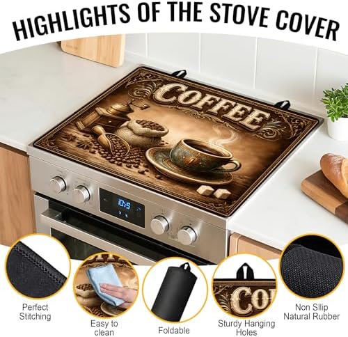 NYZE Stove Top Covers for Electric Stove for Kitchen (Vintage Coffee) - Image 3