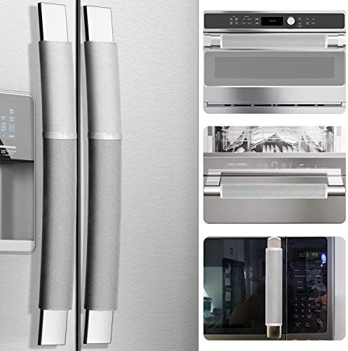 MRKG Refrigerator Door Handle Covers, Set of 5, Washable Without Fading, Keep Your Kitchen Appliance Clean from Smudges, Drips, Food Stains, Oil, 15.6X 5.6 inches, 6x3.5 inches (Gray) by MRKG