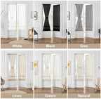 2 Pieces Linen Texture French Door White Curtains W25 x L72 Privacy - Image 3