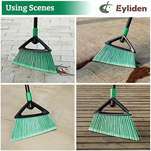 Eyliden Angle Broom with 57" Long Handle, Outdoor Indoor, Green - Image 6