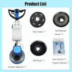 110V 17inches Commercial Industrial Floor Scrubber Buffer Heavy Duty Polisher Machine Polished Waxed Refurbished Tile Scrubber Cleaner Wood Marble Cement Pavement Epoxy Rubber - Image 7