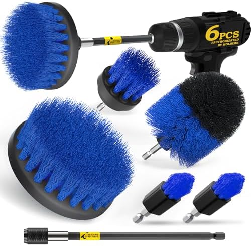 Holikme 6Pc Drill Brush Set - Scrub Brushes with Extension for Home Clean by Holikme