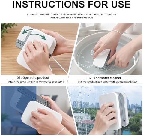 Magnetic Windshield Cleaner Tool, Double-Sided Window Cleaner with Anti-Lost Lanyard, Strong Magnet Cleaning Wiper for 3-10mm Glass, Universal Glass Scraping for Car and Household Windows - Image 3