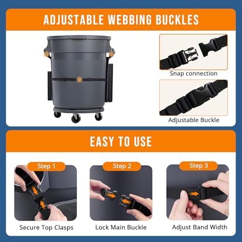 Trash Can Caddy Bag for 32-55 Gallon Garbage Bin, Hongmed Caddy for Commercial Cleaning Supplies, Multi-Pocket Utility Apron with Adjustable Straps, Heavy-Duty Nylon Organizer for Janitorial Duties - Image 4