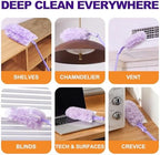 JOYMOOP Scented Telescopic Duster kit, 3FT Extendable Handle (Purple) + 24 Purple Refills for Swiffer Feather Duster,Easy Cleaning for Ceilings, Ceiling Fans, Blinds, Vents & Shelves - Image 6