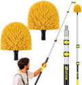 20ft High Reach Cobweb Duster with 5-12ft Extension Pole and 2 Brush Heads by Opow