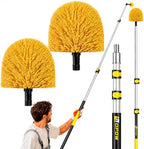 20ft High Reach Cobweb Duster with 5-12ft Extension Pole and 2 Brush Heads by Opow