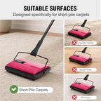 Manual Carpet Sweeper with Extra Roller,Non-Electric Pet Hair Remover - Image 6