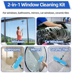 122'' Window Washing Kit with Extension Pole, 2-in-1 Window Cleaning Kit with Scrubber and Rotating Head, Window Cleaner Tool for Shower Rooms, Glass, Floors, Tiles, Walls, Car Windshields - Image 6