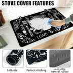 Black Stove Top Covers for Electric Stove, Mother Day Stove Cover Heat Resistant Glass Stove Top Pad, Kitchen Farm Decor Seasonal Induction Cooktop Protector Stove Top Mat Washable Oven Cover - Image 6